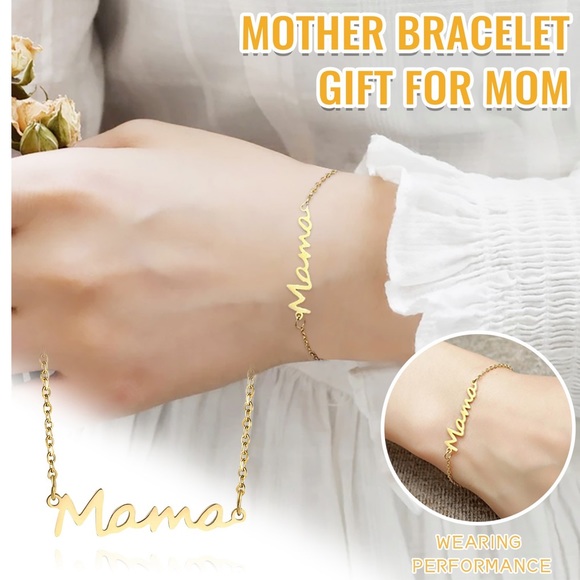 Mother’s Day Mama letter Charm with Chain Link gold silver & rose gold Bracelet - Picture 1 of 16